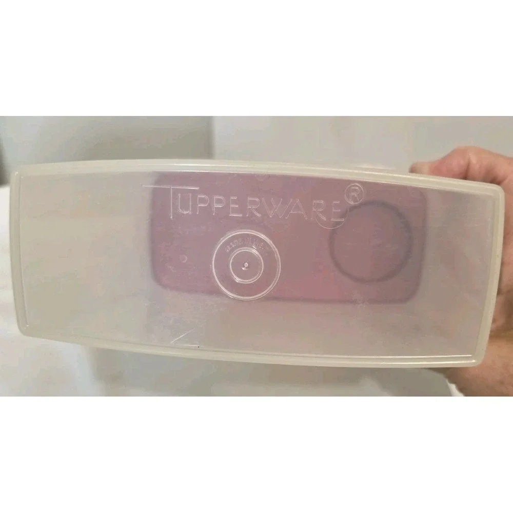 Vintage Tupperware 469-15  Clear Storage Container w/471-4 Flip Lid In Rose